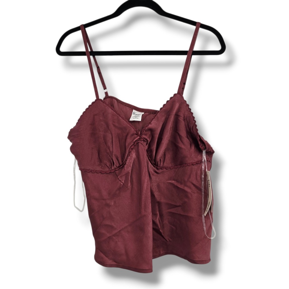 No Boundaries Juniors Wild Ginger Satin Cami Top‎ Crochet Lace Trim Size XXL 20